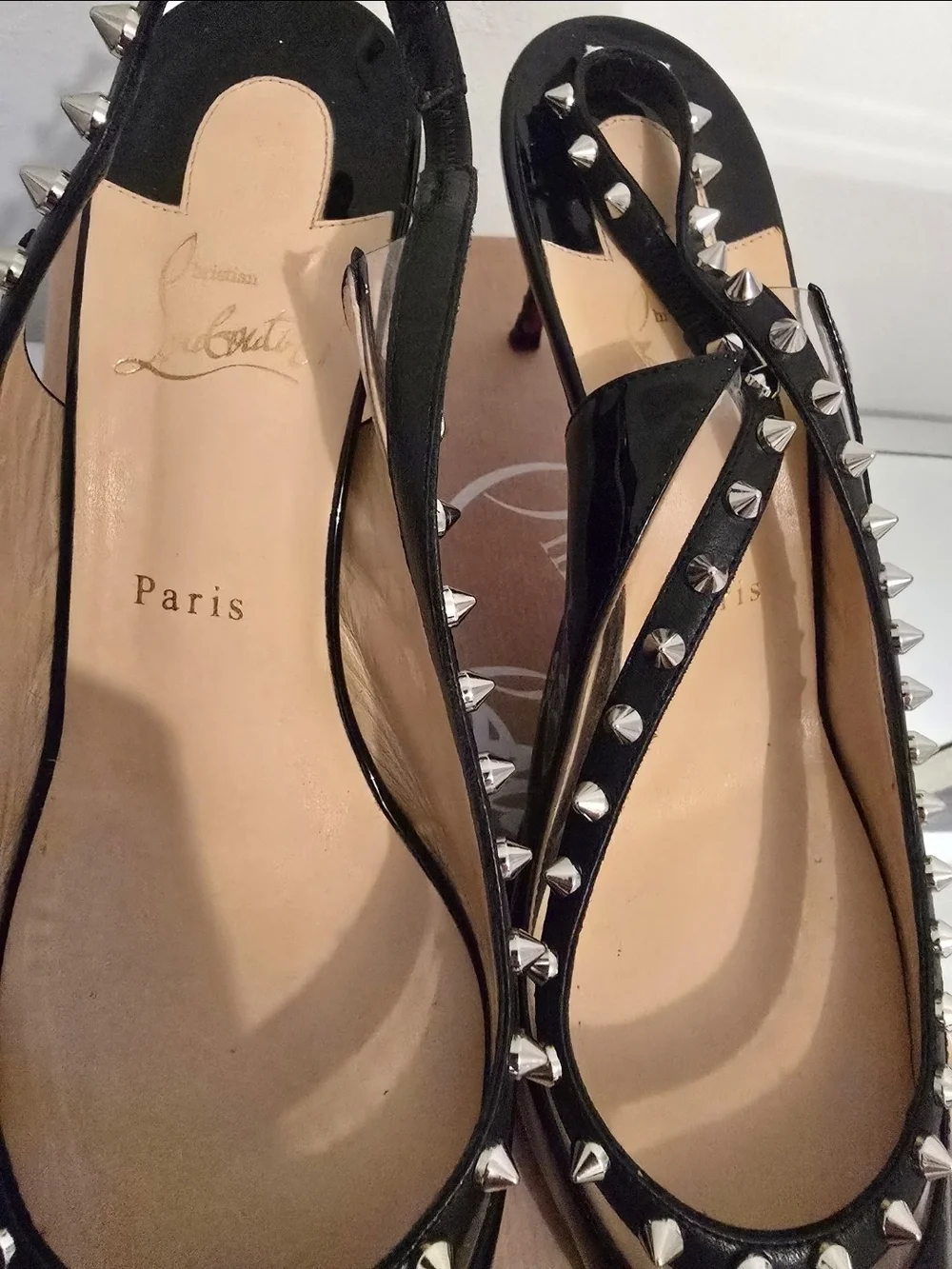 Christian Louboutin Pointed Toy Stud Slingback 70 Size 42 Us 10 AUTHENTIC